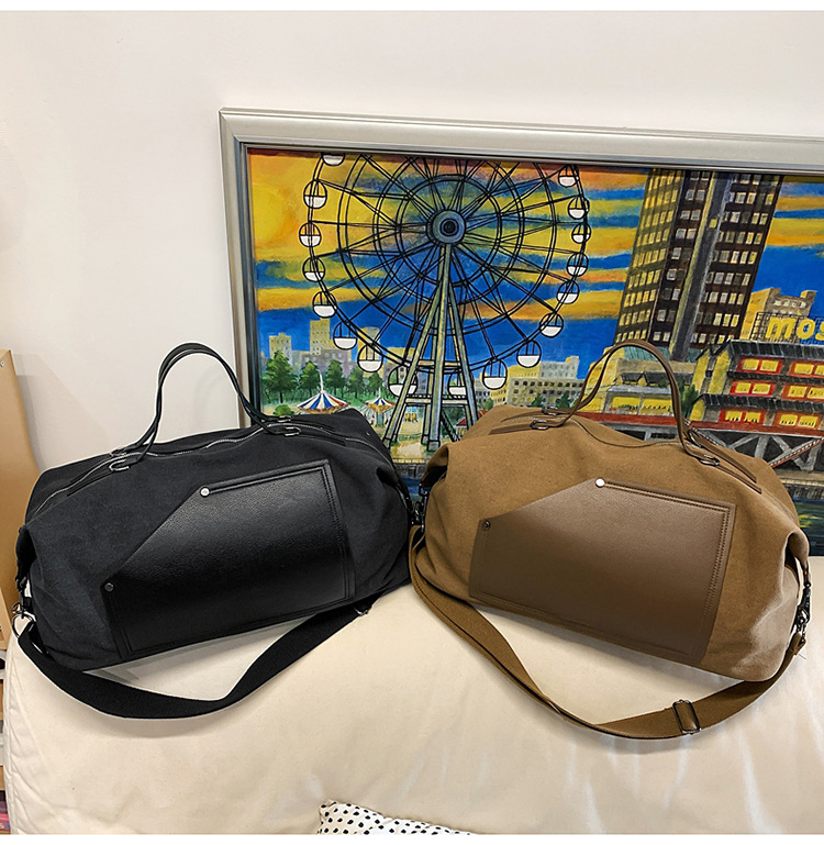 キャンバストート ポケットデザイン 大容量旅行トート