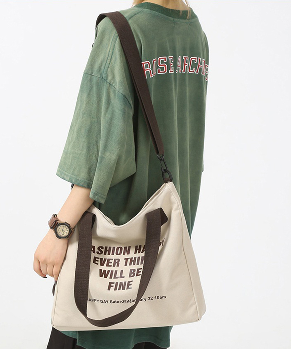 大容量キャンバストート二通り使いショルダー付き