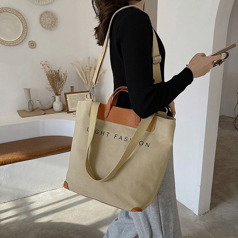 大容量キャンバストート肩かけバッグ