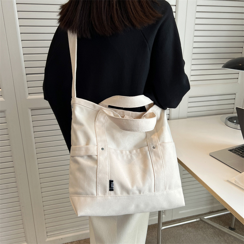 キャンバストート シンプル2ポケットトート