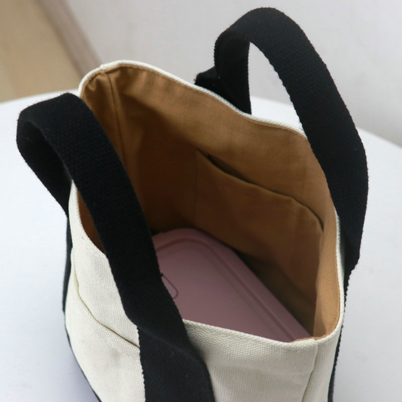 キャンバストート シンプル上品ポケット付きミニトート