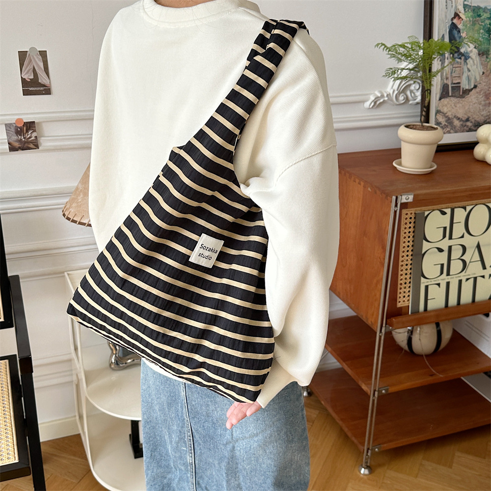 女性向け ボーダー柄 キャンバストートバッグ エコバッグ