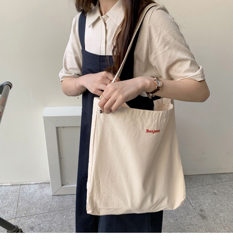 キャンバストート 刺繍入りシンプルトート