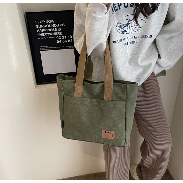 キャンバストート シンプル質感 大容量キャンバストート