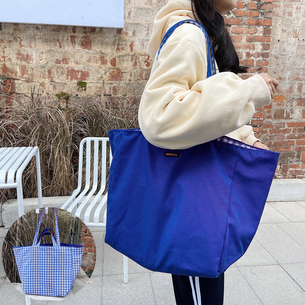 リバーシブル キャンバストートバッグ 大容量 二通り