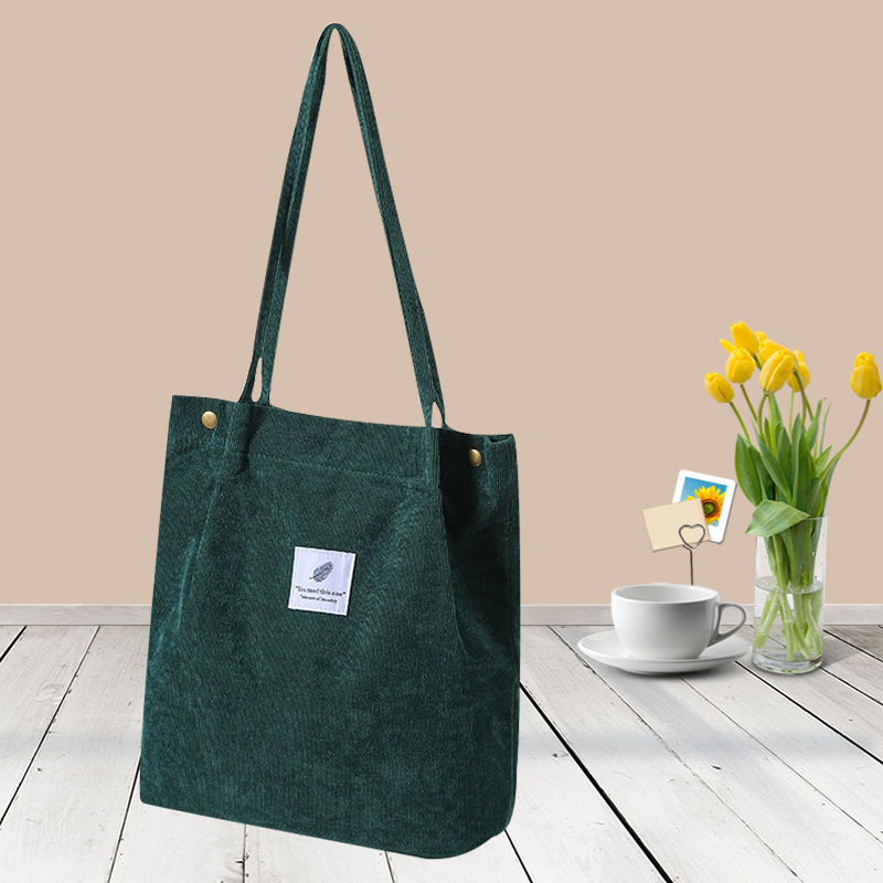 キャンバストート 太畝コーデュロイ調キャンバストートショルダーバッグ