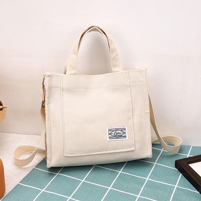 キャンバストート 二通り持てるコーデュロイ生地のショルダー