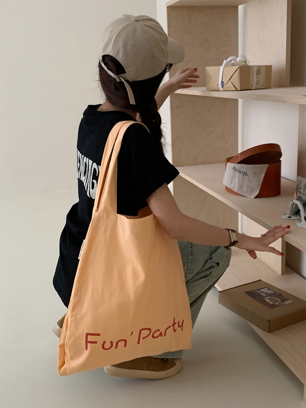 キャンバストート ショルダー エコバッグ 文字ロゴ サブバッグ