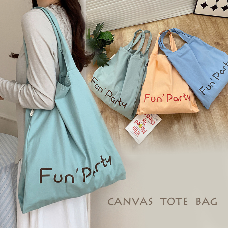 キャンバストート ショルダー エコバッグ 文字ロゴ サブバッグ