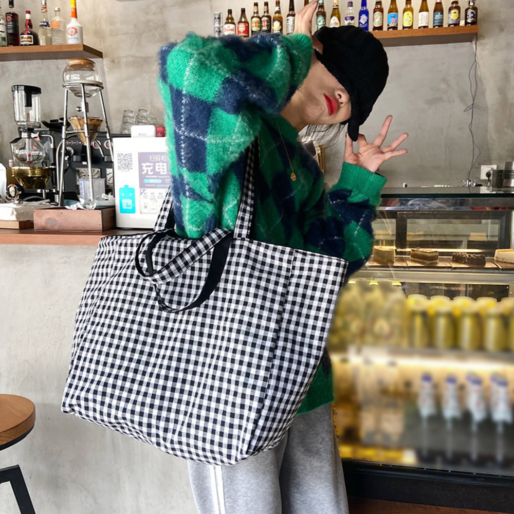 リバーシブル キャンバストートバッグ 大容量 二通り