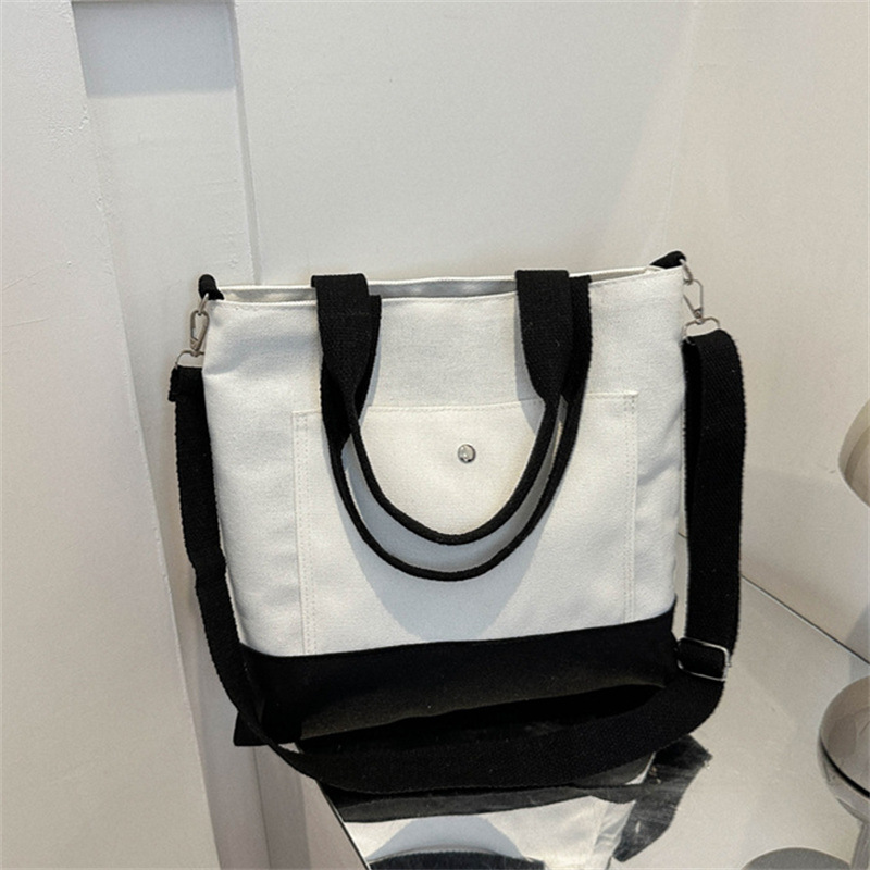 キャンバストート シンプル切り替えトートバッグ