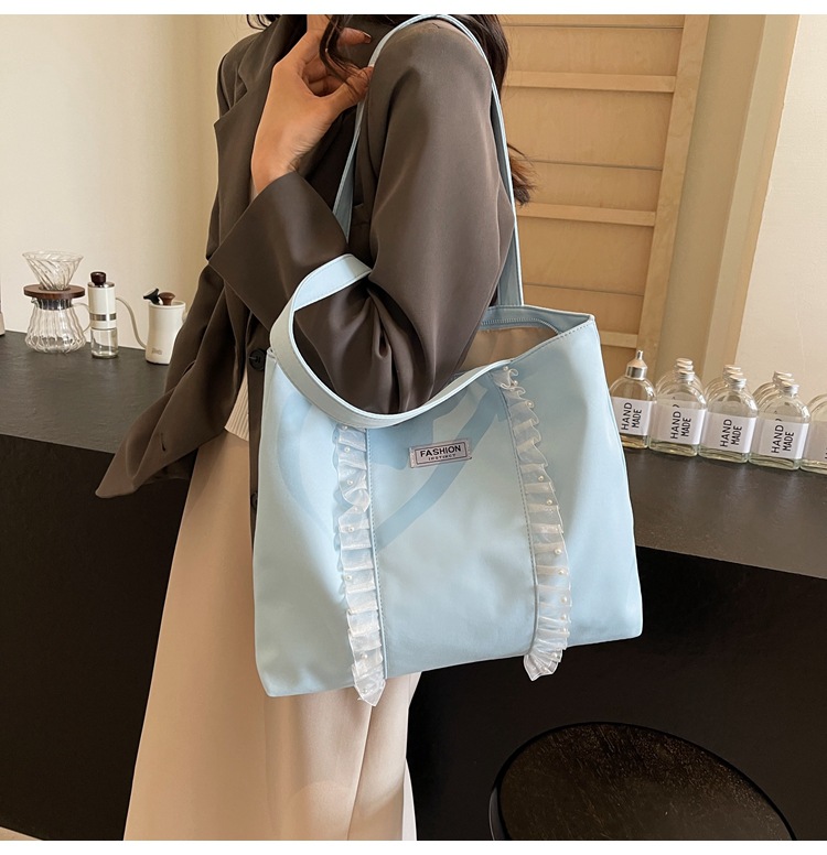 キャンバストート フリル装飾 優美トートバッグ