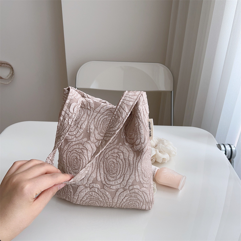 薔薇柄キャンバストート肩掛け斜めがけバッグ