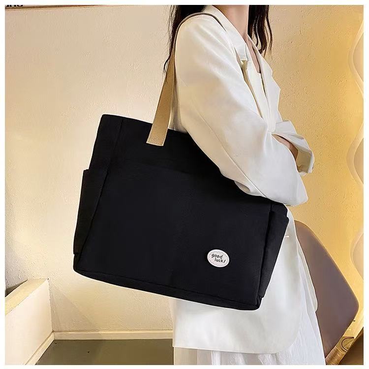 外ポケット付きシンプルミニキャンバストート