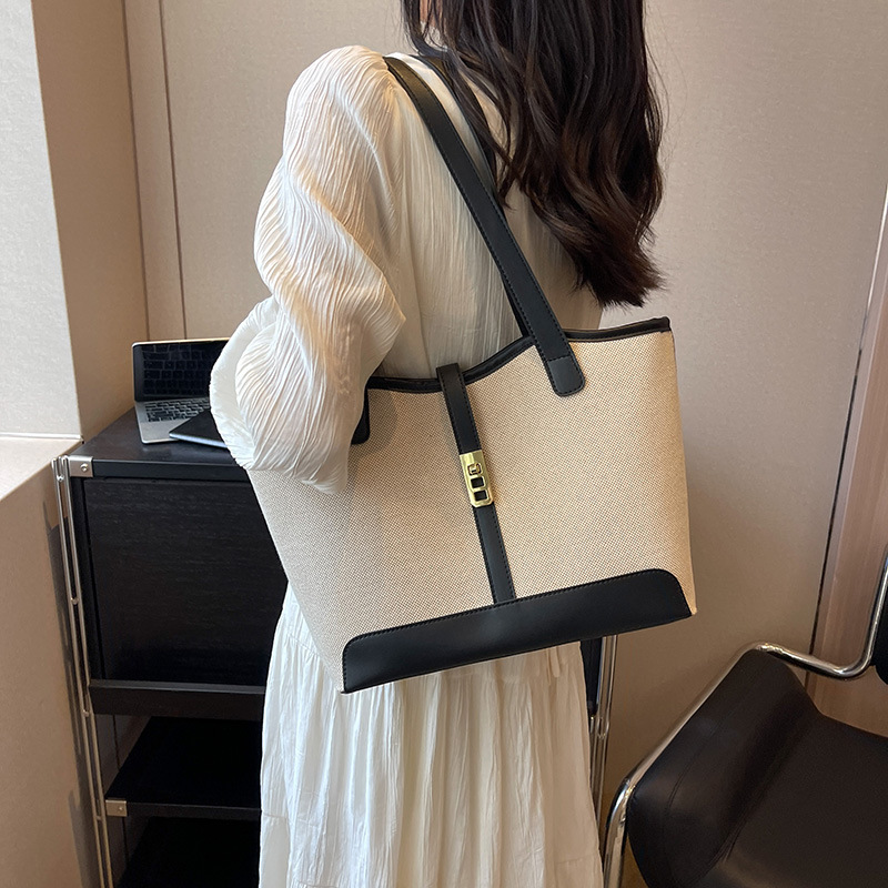 キャンバストート 上品な麻混素材ミニトート