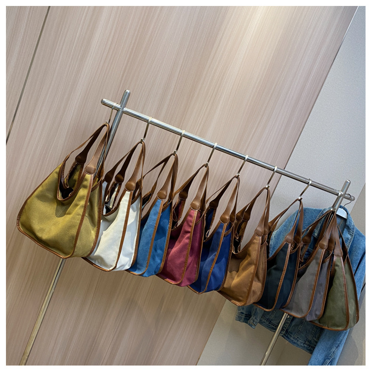 丈夫なキャンバストートバッグ 肩掛け無地きれいめ