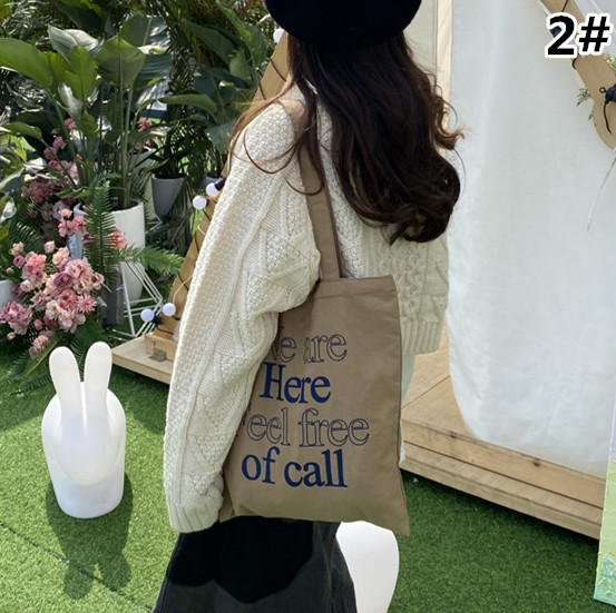 文字プリント キャンバストートバッグ 折りたたみ収納 韓国風