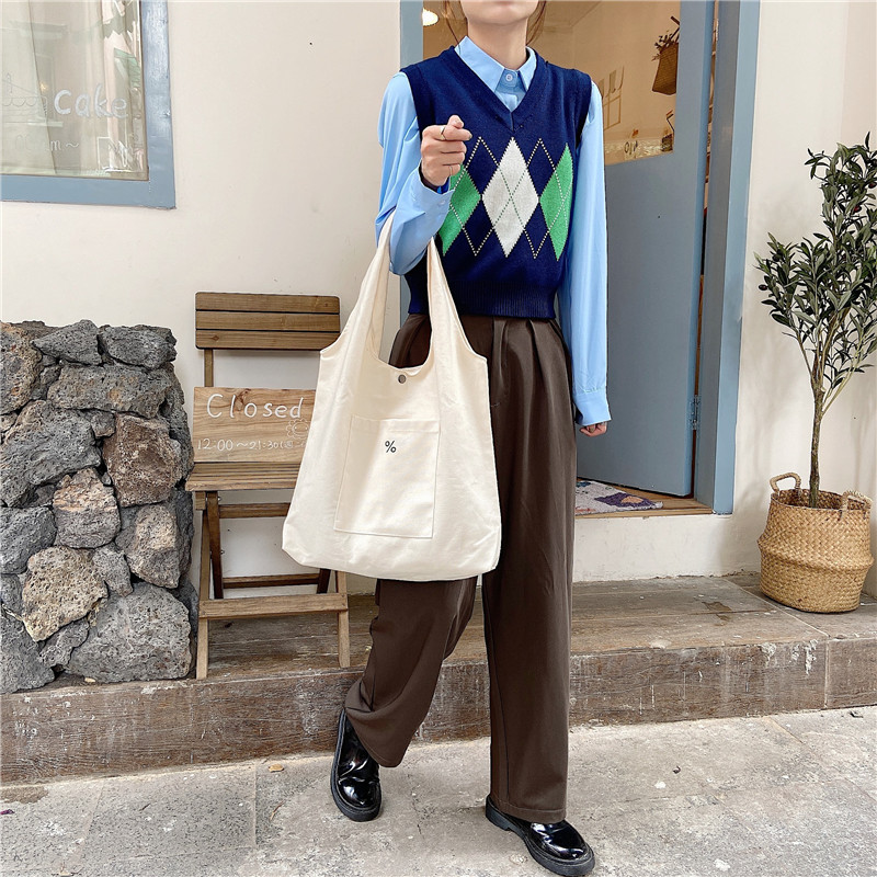 大容量キャンバストートバッグ ショルダー エコバッグ マザーズバッグ