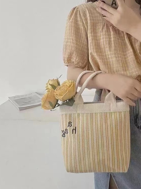 キャンバストート ストライプ柄ミニトート