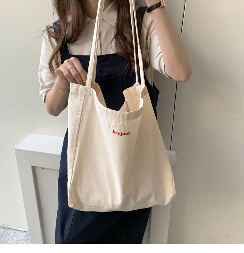 キャンバストート 刺繍入りシンプルトート