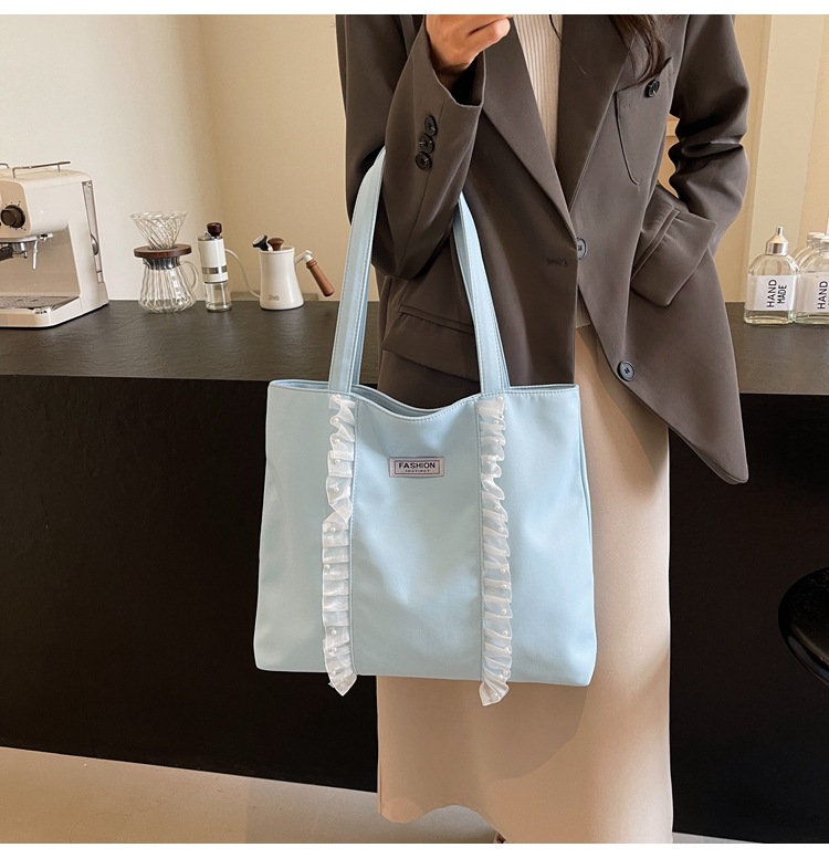 キャンバストート フリル装飾 優美トートバッグ