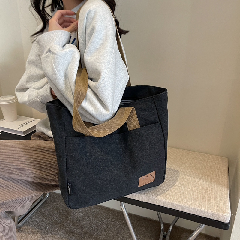 キャンバストート シンプル質感 大容量キャンバストート