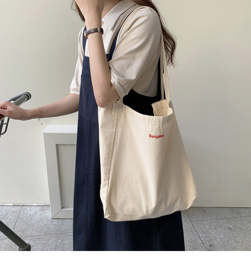 キャンバストート 刺繍入りシンプルトート