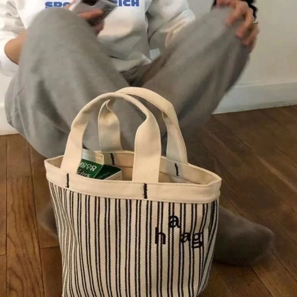 キャンバストート ストライプ柄ミニトート