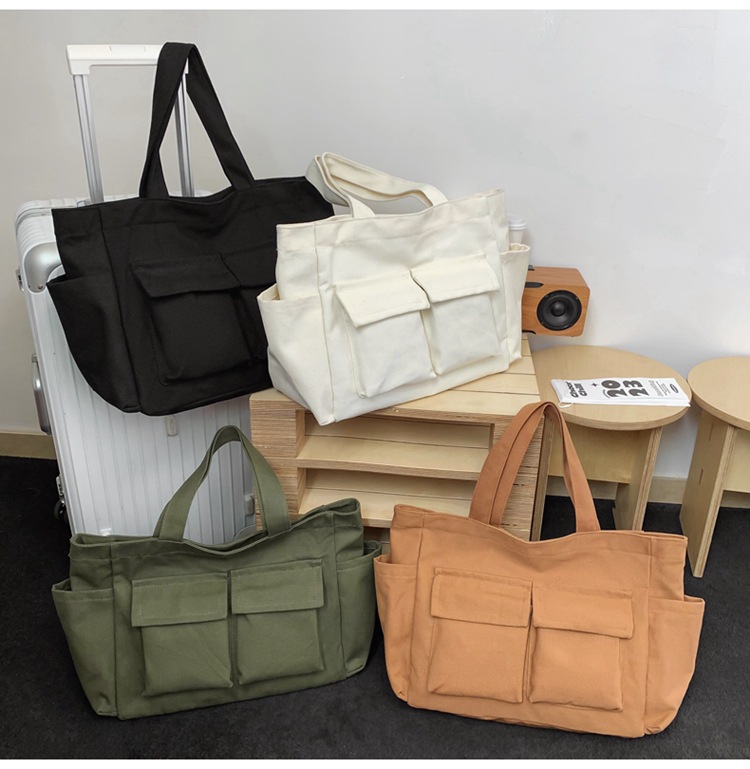 キャンバストート ポケット収納多機能トート