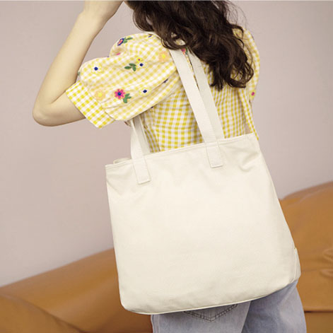 大容量キャンバストートバッグ ファスナー付き肩掛け対応