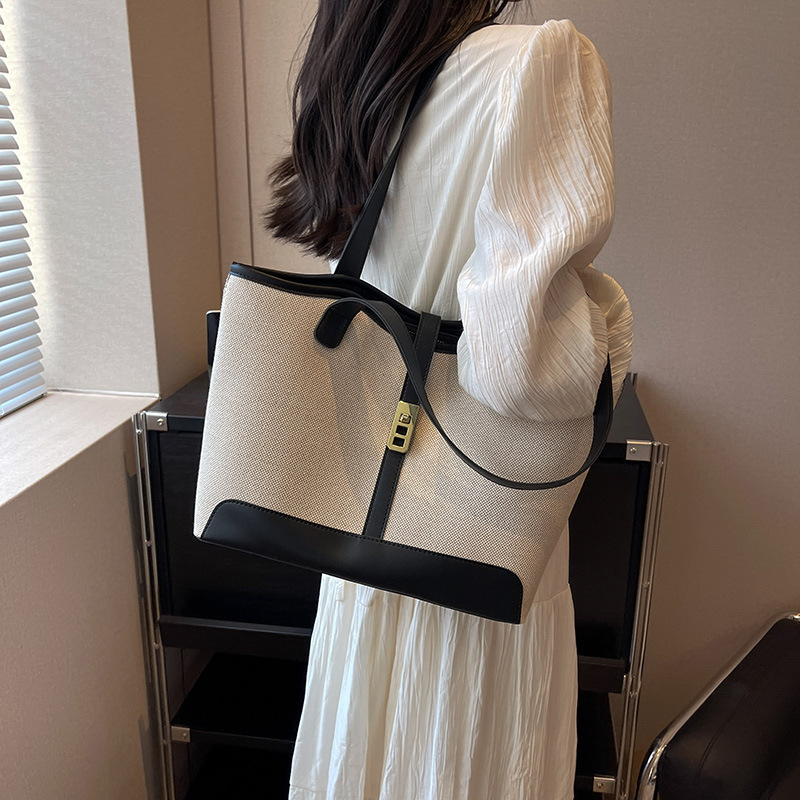 キャンバストート 上品な麻混素材ミニトート