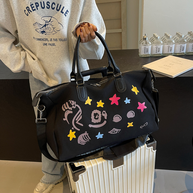 キャンバストート 星と動物柄プリント大容量キャンバストートバッグ