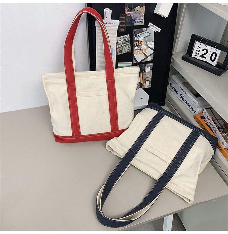 キャンバストート 2色使い 耐久キャンバストートバッグ