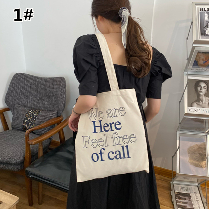 文字プリント キャンバストートバッグ 折りたたみ収納 韓国風