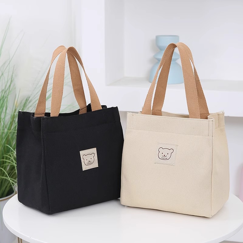キャンバストート くまモチーフ 小さめ手提げバッグ
