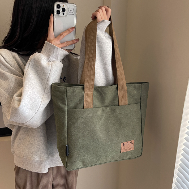 キャンバストート シンプル質感 大容量キャンバストート