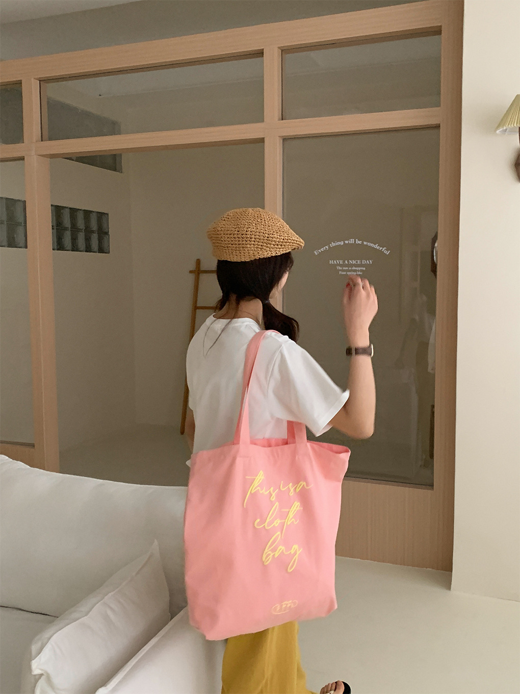 キャンバストート 帆布トートバッグ ショルダー ロゴ刺繍 エコバッグ