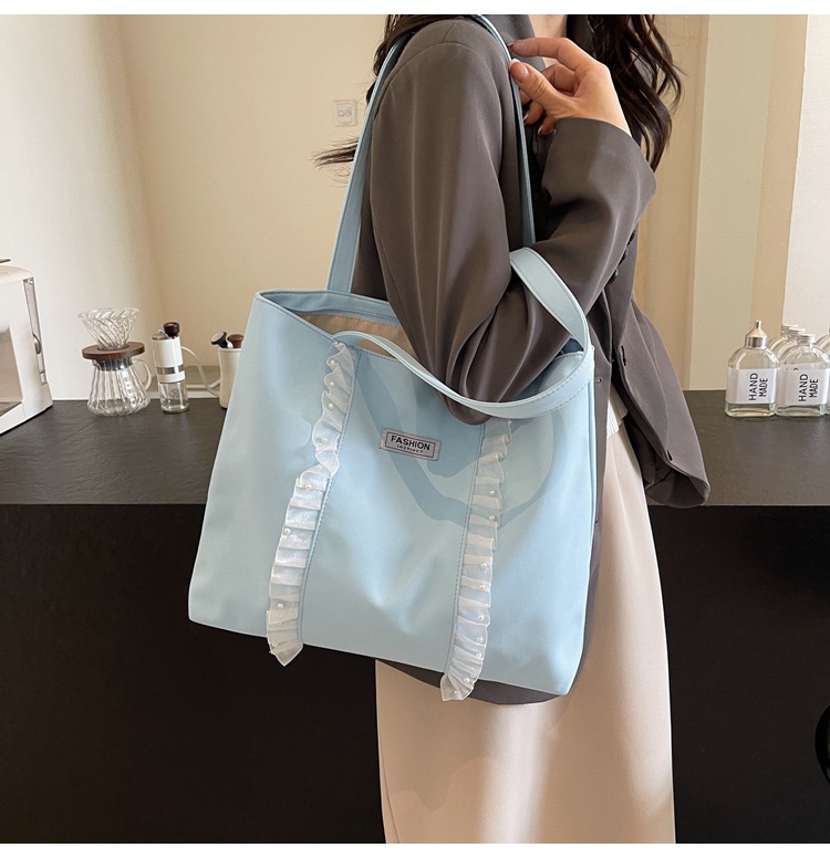キャンバストート フリル装飾 優美トートバッグ