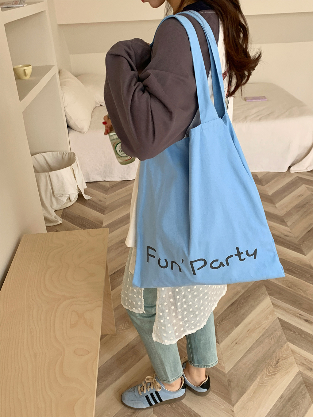 キャンバストート ショルダー エコバッグ 文字ロゴ サブバッグ