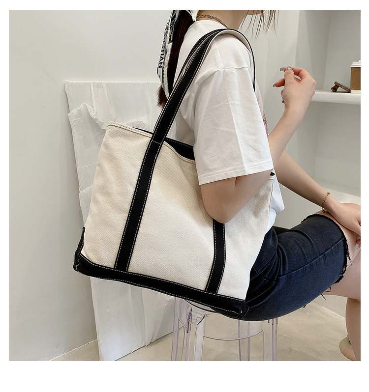 キャンバストート 縁取りデザイン 上品帆布トート