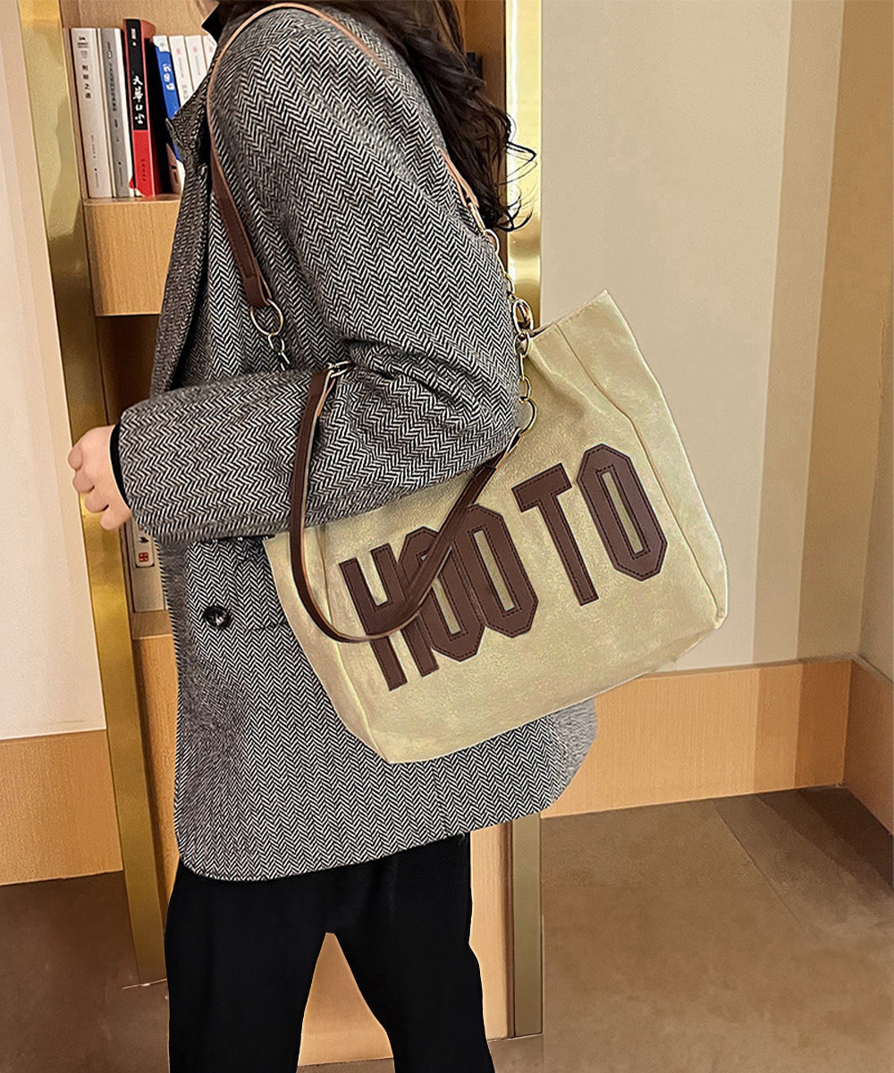 文字ロゴキャンバストートバッグ 肩掛け