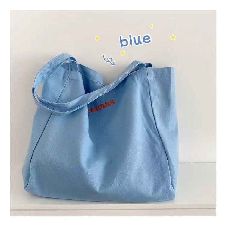 シンプル刺繍入り大容量キャンバストート