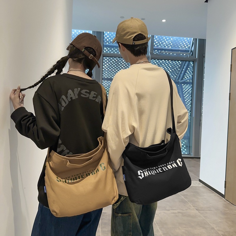 キャンバストート レトロ文字デザイン ユニセックスバッグ