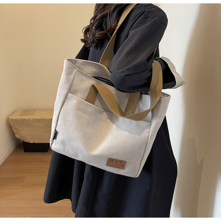 キャンバストート シンプル質感 大容量キャンバストート