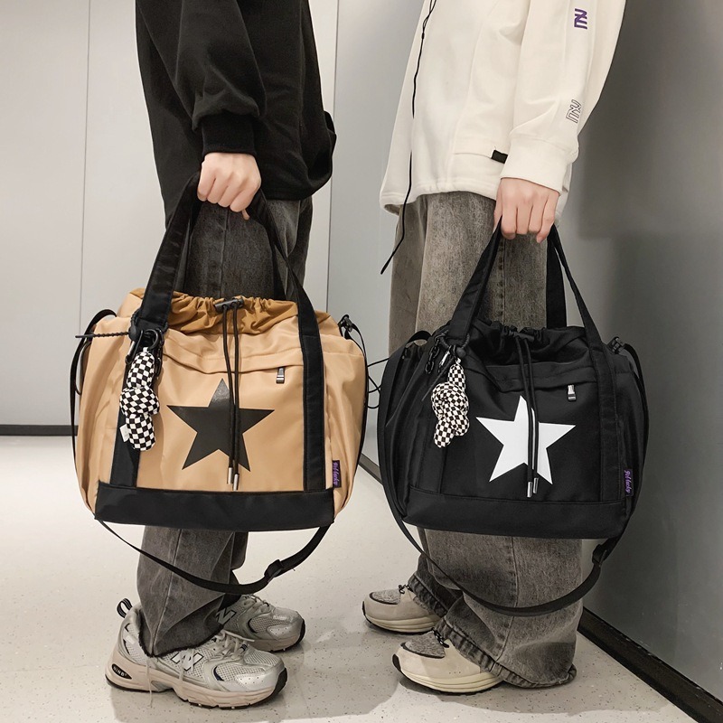 トートバックメンズ ナイロン星柄トートバッグ 斜めがけ メンズ巾着