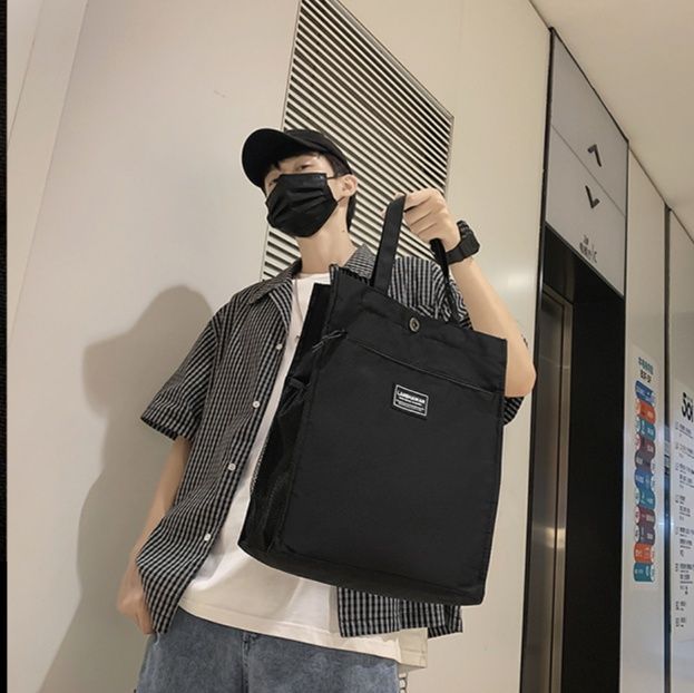トートバックメンズ シンプル機能性ボタン留めトート