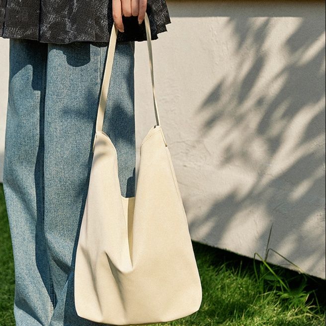 トートバックメンズ シンプルレザー調大容量トートバッグ