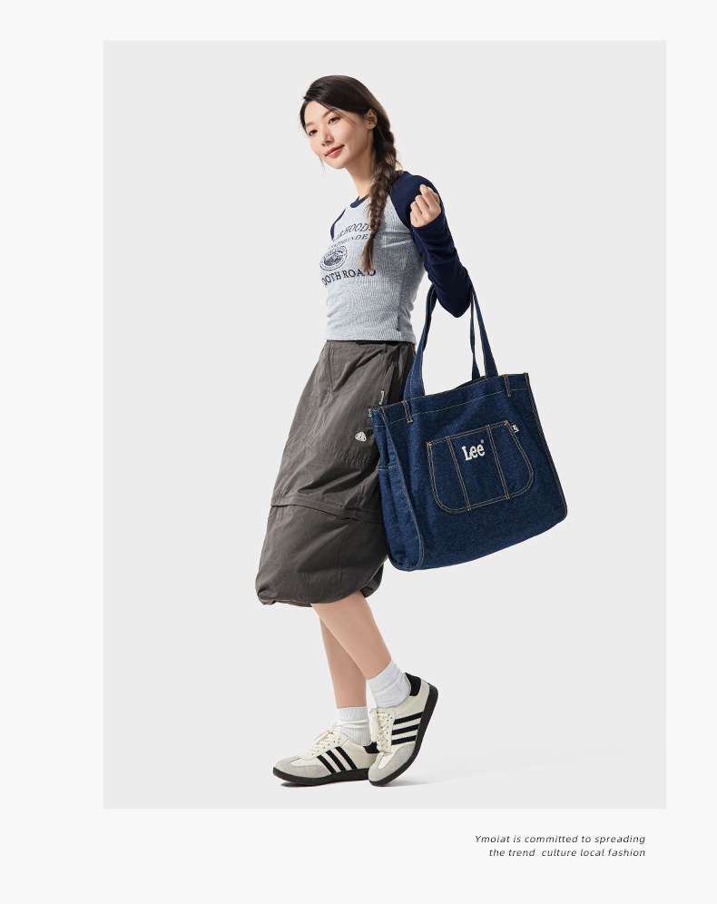 トートバックレディース デニム素材のカジュアルトートバッグ