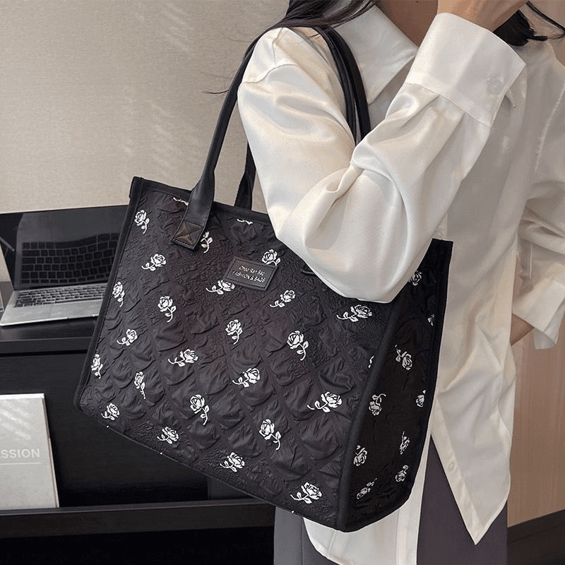 トートバッグ　レディース 薔薇柄刺繍レース大容量通勤通学バッグ