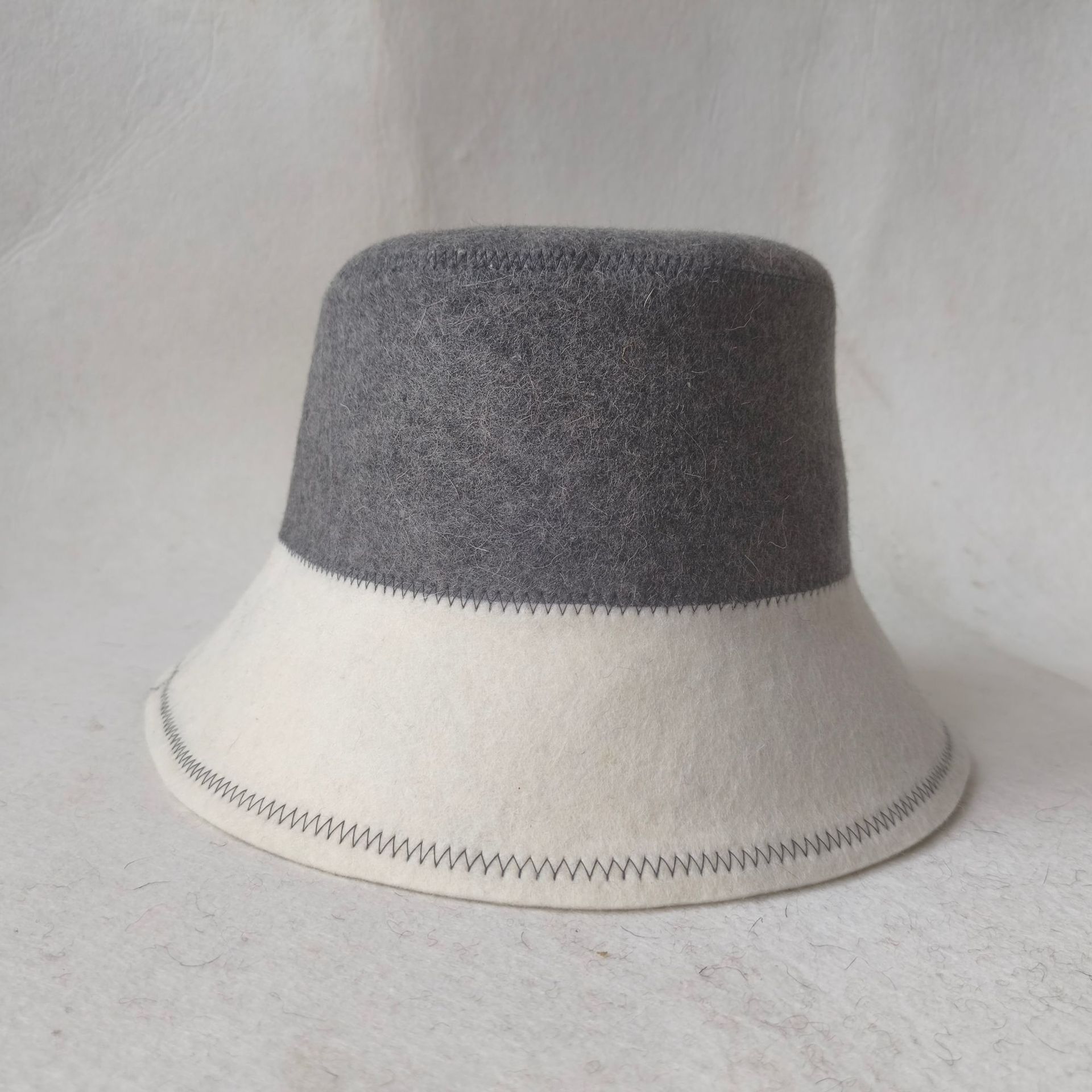 サウナグッズ 二層切替フェルト素材バケット型サウナハット